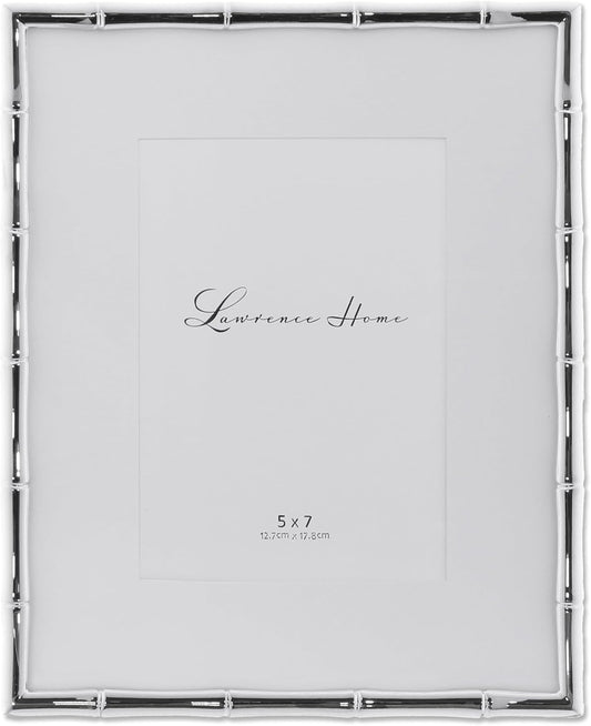 Lawrence Frames Bamboo Design Metal Frame, 8x10, Matted 5x7, Silver