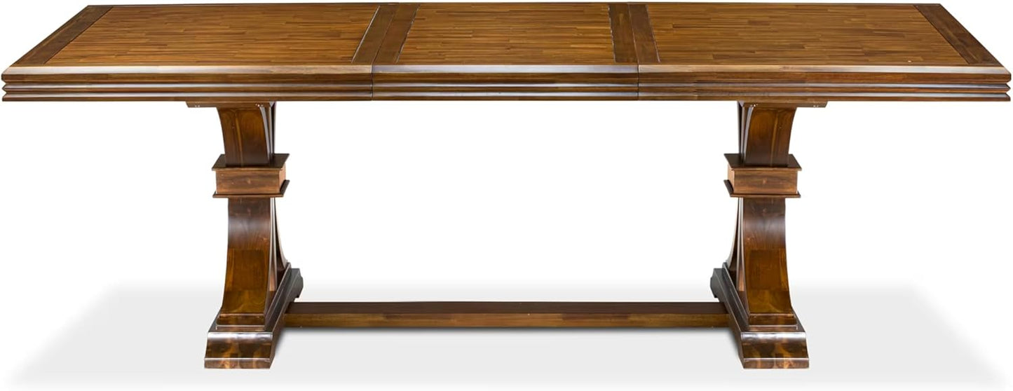 NEDA9-AWA-22 9-Piece Modern Dining Table Set Consists of a Kitchen Table and 8 Willow Green Polyester Dining Chairs with Button Tufted Back, 44x100 Inch, Antique Walnut