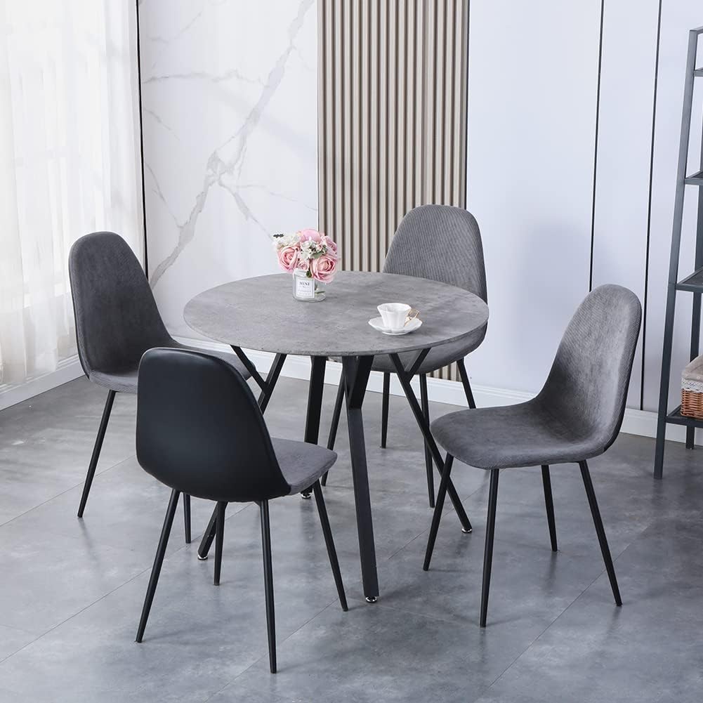Round Dining Table with Metal Legs, 35.5 in Modern Kitchen Table Dining Room Table for Dining Room Kitchen, Grey