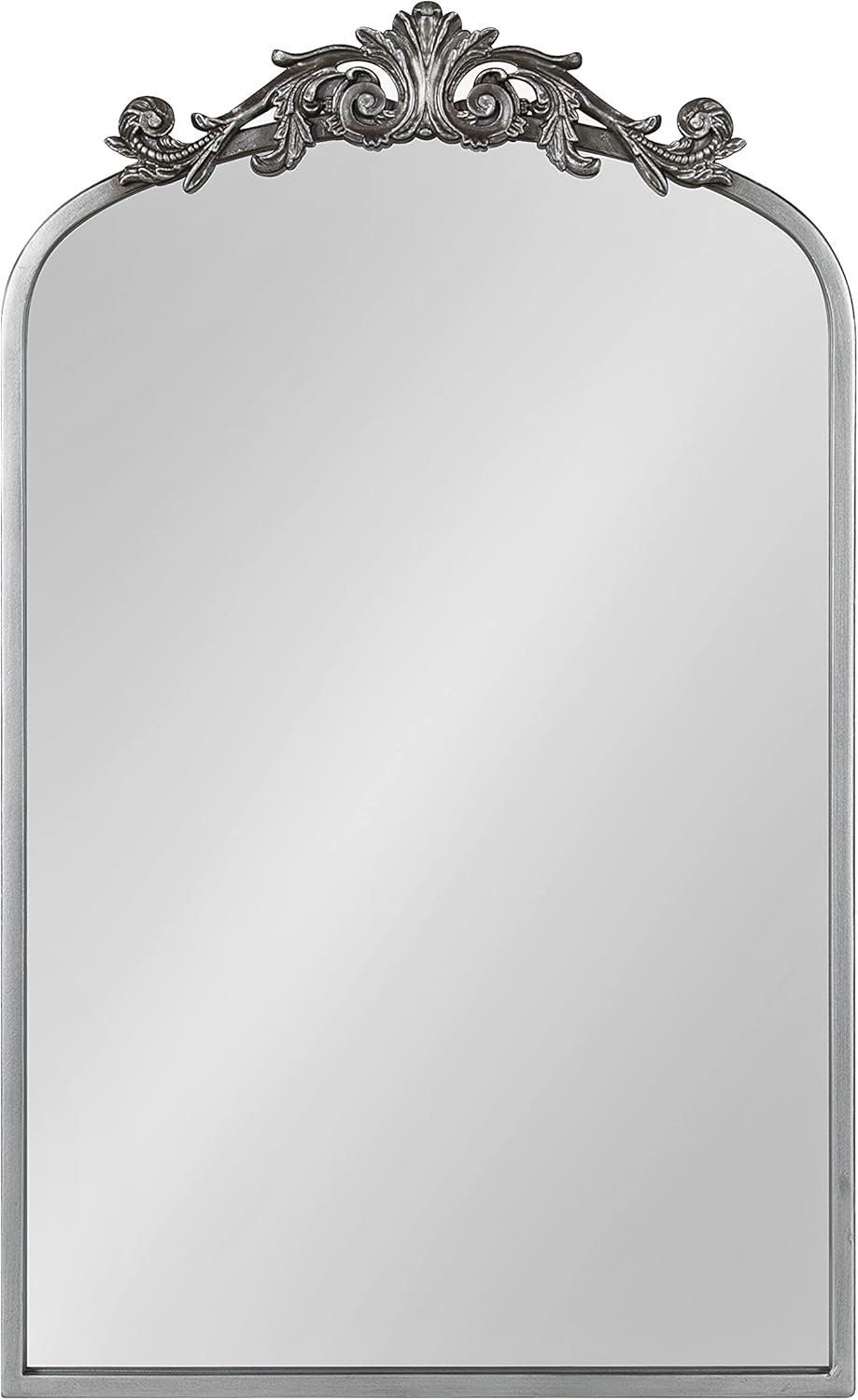 Kate and Laurel Arendahl Traditional Ornate Wall Mirror, 19 x 31, Antique Silver, Decorative Mirror with Baroque Inspired Detailing