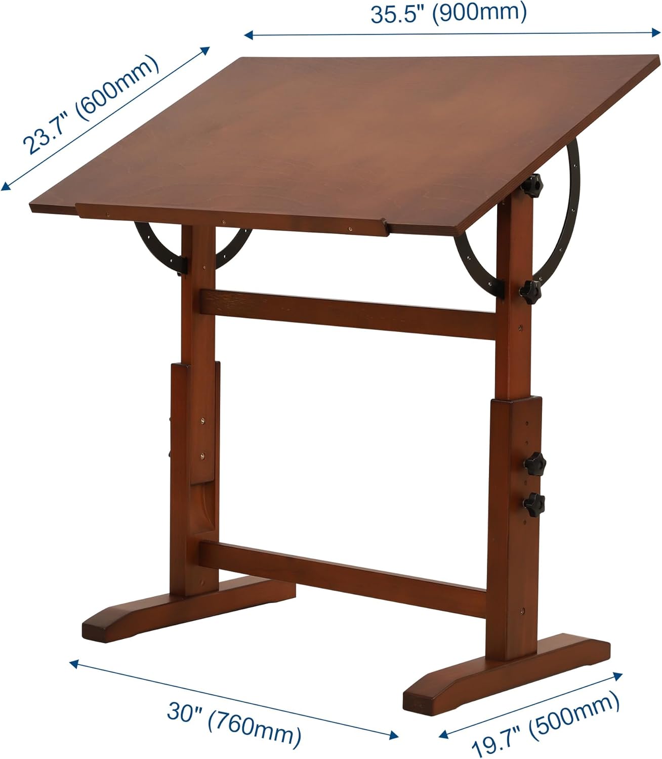 VISWIN Wood Drafting Table for Adults, 24'' x 35" Drawing Table with Adjustable Height & Angle for Art Studio, Solid Pine Wood Artist Desk for Drawing, Drafting, Writing, Reading, Sketching