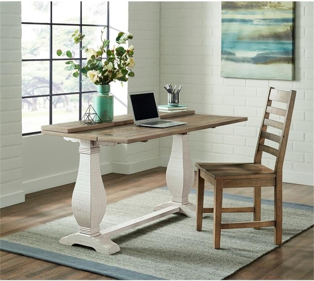 Martin Svensson Home Napa, Flip Top Sofa Console Table, White Stain and Reclaimed Natural