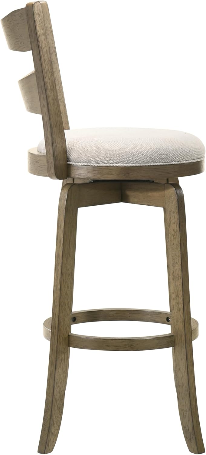 Armen Living Blair 26 in. Putty Brown Counter Height Rubberwood Swivel Barstool with Cream Fabric Seat - Set of 4