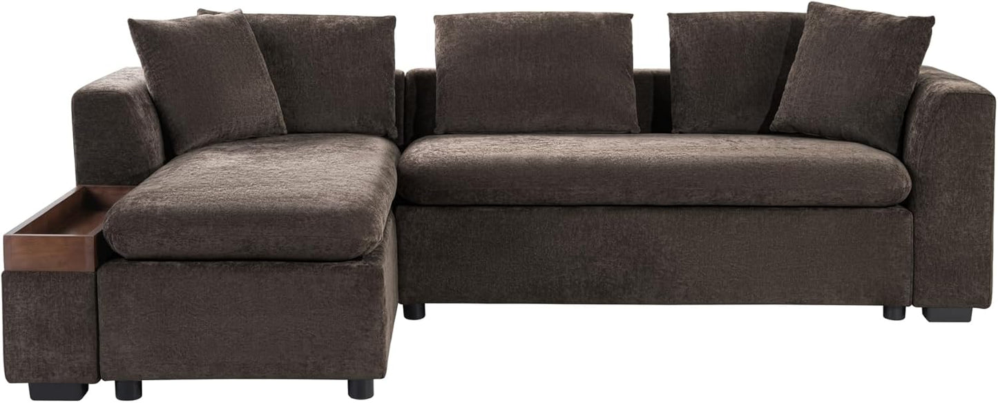 Ball & Cast Modular L-Shaped Sectional Sofa with Storage - 93.8" Chenille Fabric Couch, Deep Seating & Matching Pillows, Modern Living Room Furniture,Brown
