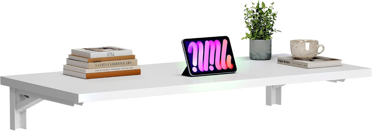 Need Fold Wall Mounted Table Folding Workbench Length 47.2" Width 20" Perfect Addition to Garage & Shed/Home Office/Laundry Room/Home Bar/Kitchen & Dining Room White AC15-12050WW-ND