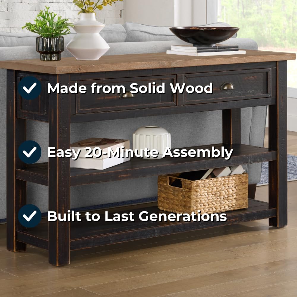 Martin Svensson Home Monterey Sofa Console Table, Black and Driftwood