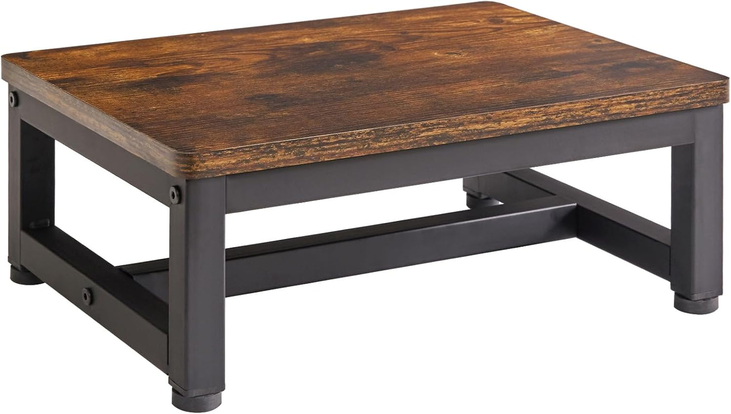 IBUYKE One Step Wooden Step Stools for Adults Kids, Heavy Duty Bedside Step Stool with 500 Lbs Capacity, Non-Slip Stepping Foot Stool for Bedroom Livingroom Bathroom Kitchen, Rustic Brown TBD001H