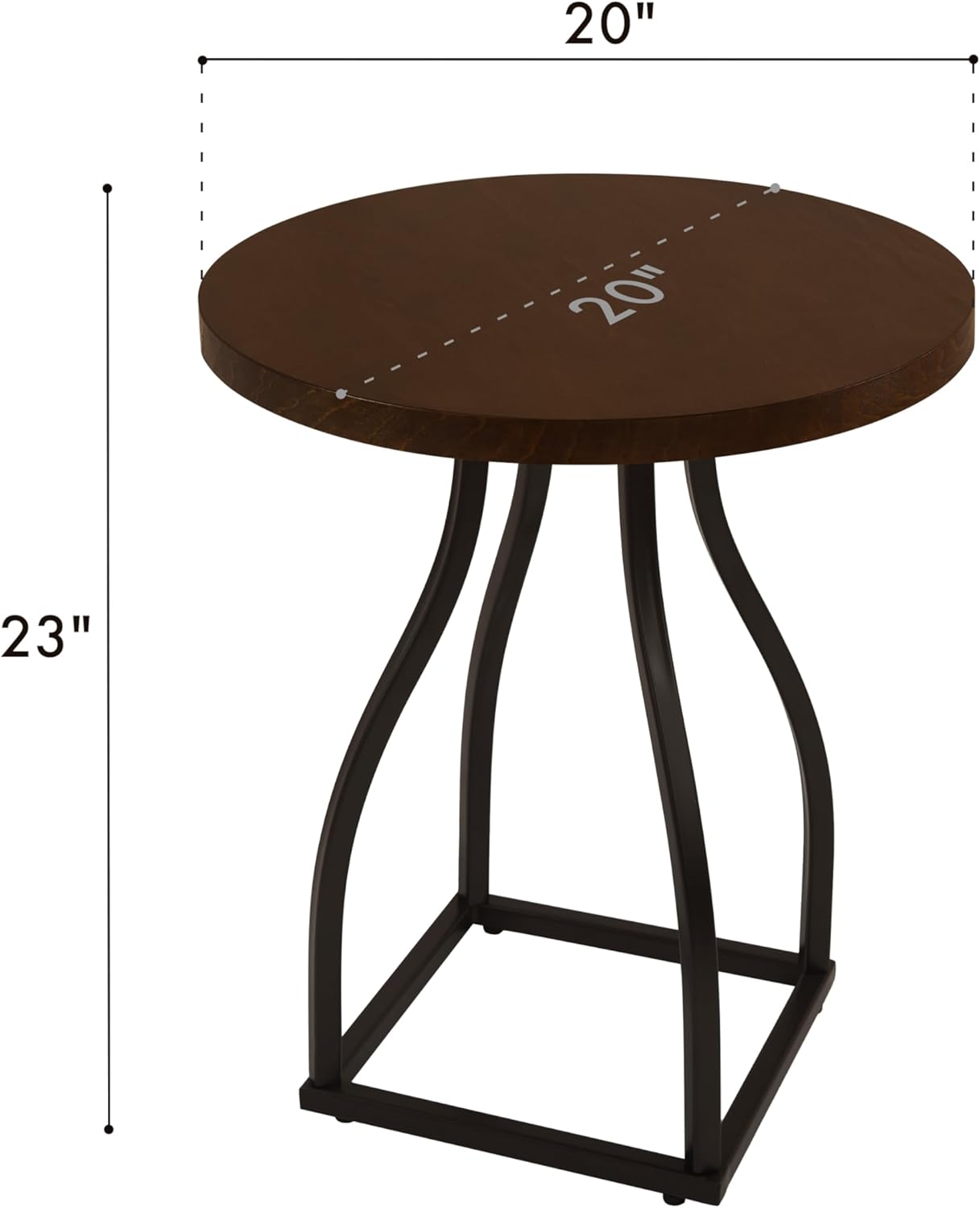 HomePop Lindsay Round Accent Table with Metal Base - Brown