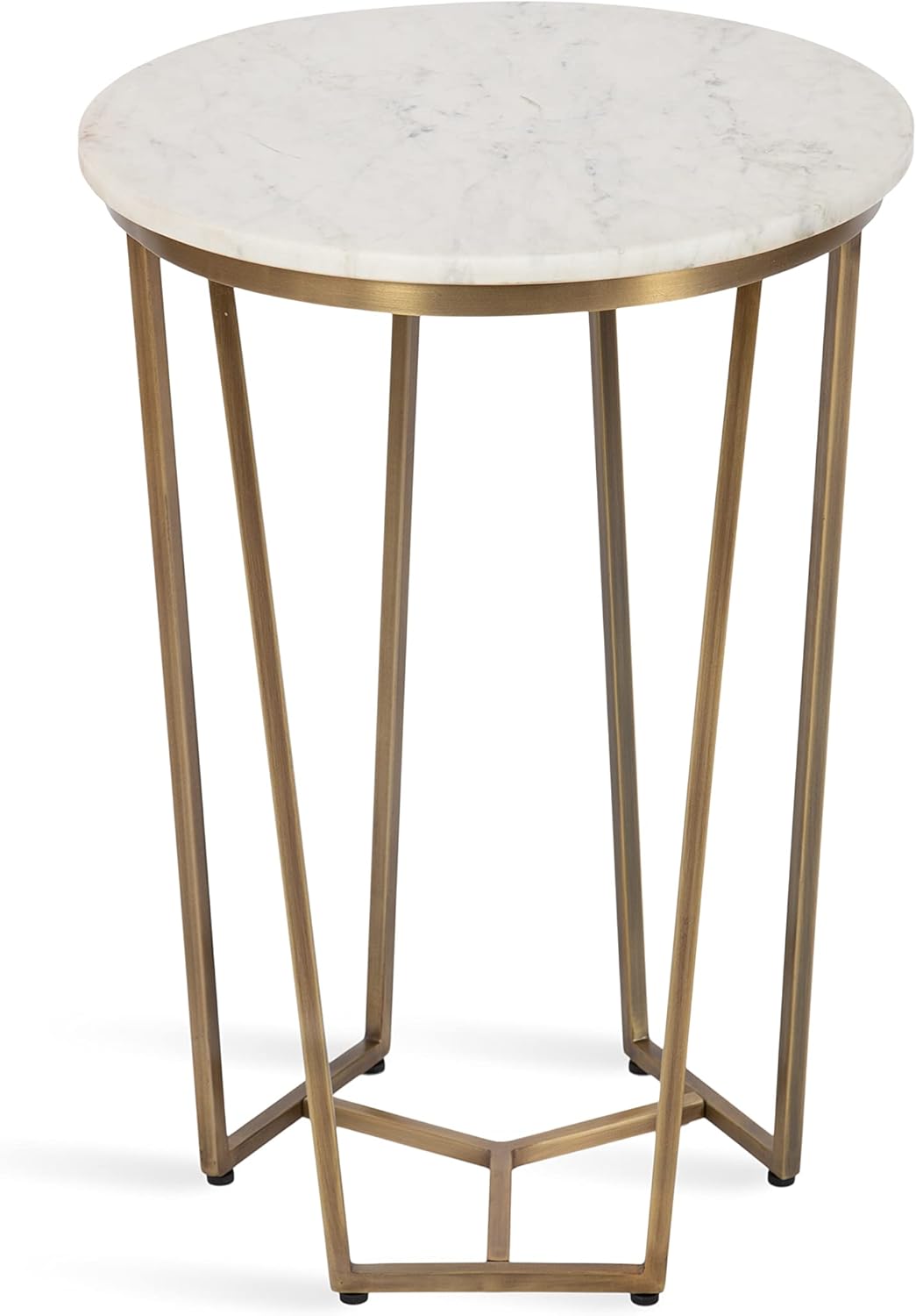 Kate and Laurel Solvay Round Metal and Wood Side Table, 16 x 16 x 24, Walnut and Antique Brass, Mid-Century Modern Bedroom Nightstand Table with Solid Mango Wood Tabletop and Iron Base