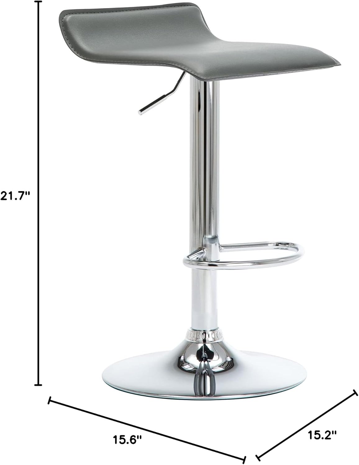 NOBPEINT Contemporary Chrome Air Lift Adjustable Swivel Bar Stool, Set of 2, Gray