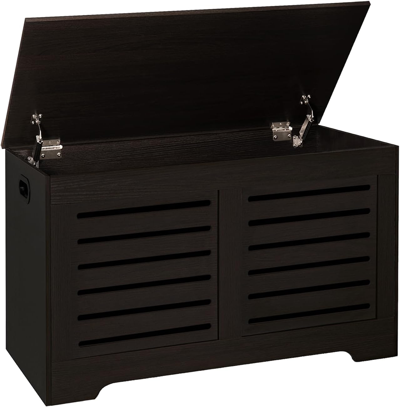 DINZI LVJ Storage Chest, Flip-Top Wooden Toy Box with 2 Safety Hinges, Entryway Shoe Storage Bench, Sturdy Large Storage Trunk for Living Room, Bedroom, Easy Assembly, Espresso