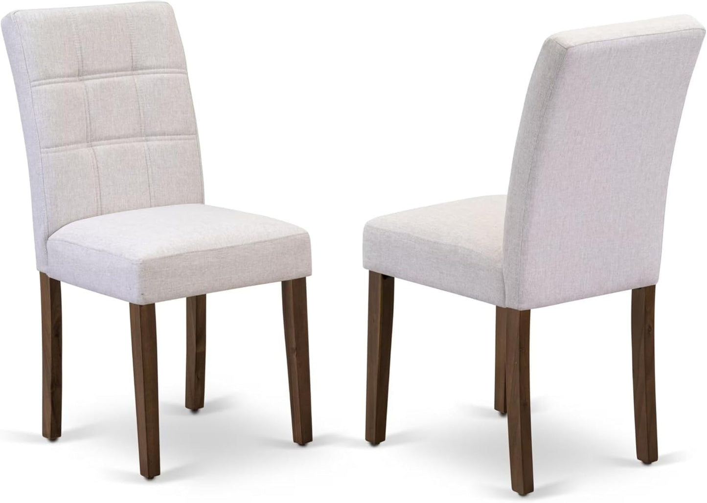 East West Furniture DLAS3-AWA-08 3 Piece Dinner Table Set Includes A Mid Century Modern Table and 2 Mist Beige Polyester Fabric Dinning Chairs, Antique Walnut