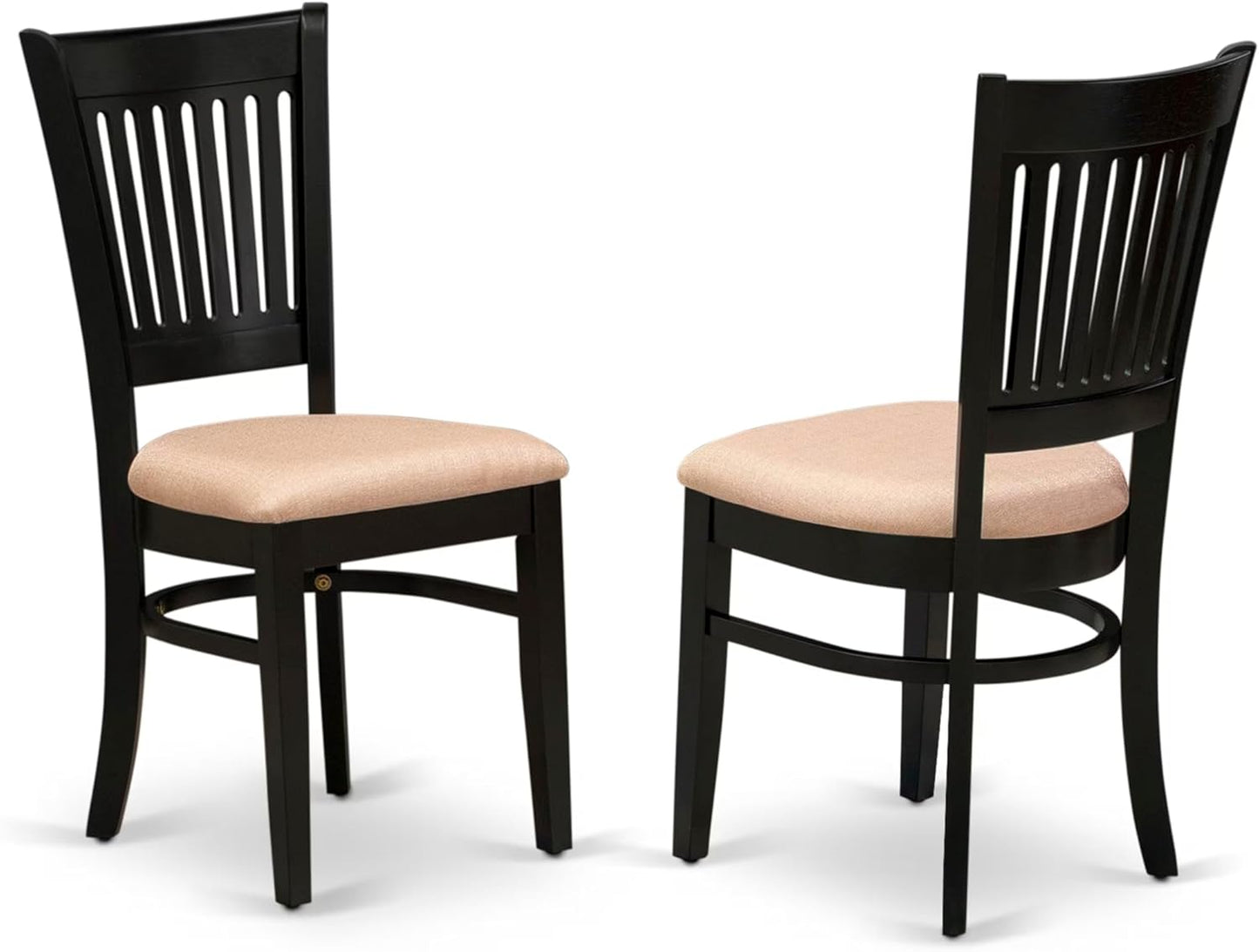 East West Furniture ANVA3-BLK-C 3 Piece Modern Dining Table Set Contains a Round Kitchen Table with Pedestal and 2 Linen Fabric Dining Room Chairs, 36x36 Inch, Black