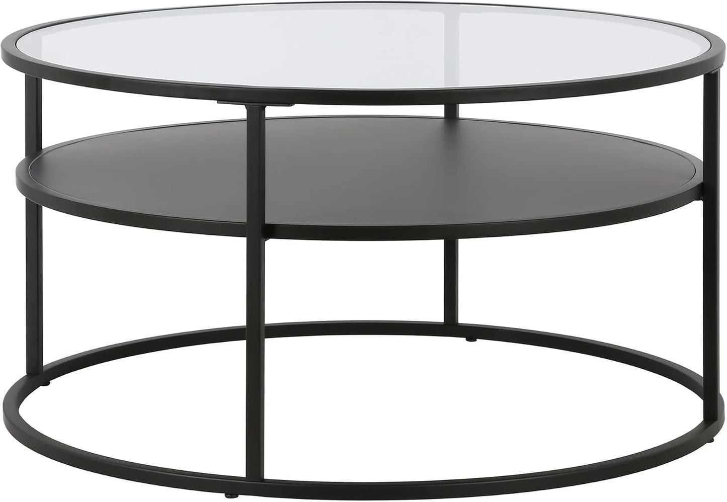 Ada 32" Wide Round Coffee Table in Blackened Bronze