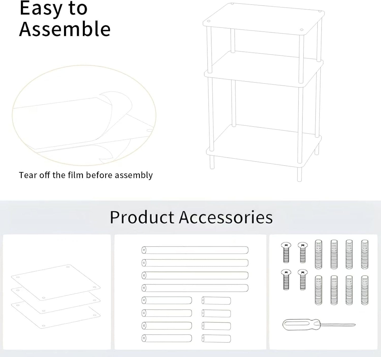 Acrylic Side Tables with 3 Shelve,Bedside Table Clear Nightstand for Bedroom Modern End Table for Living Room, Sofa Table, Side Table 15.7" L x11.8 Wx 23.6" H