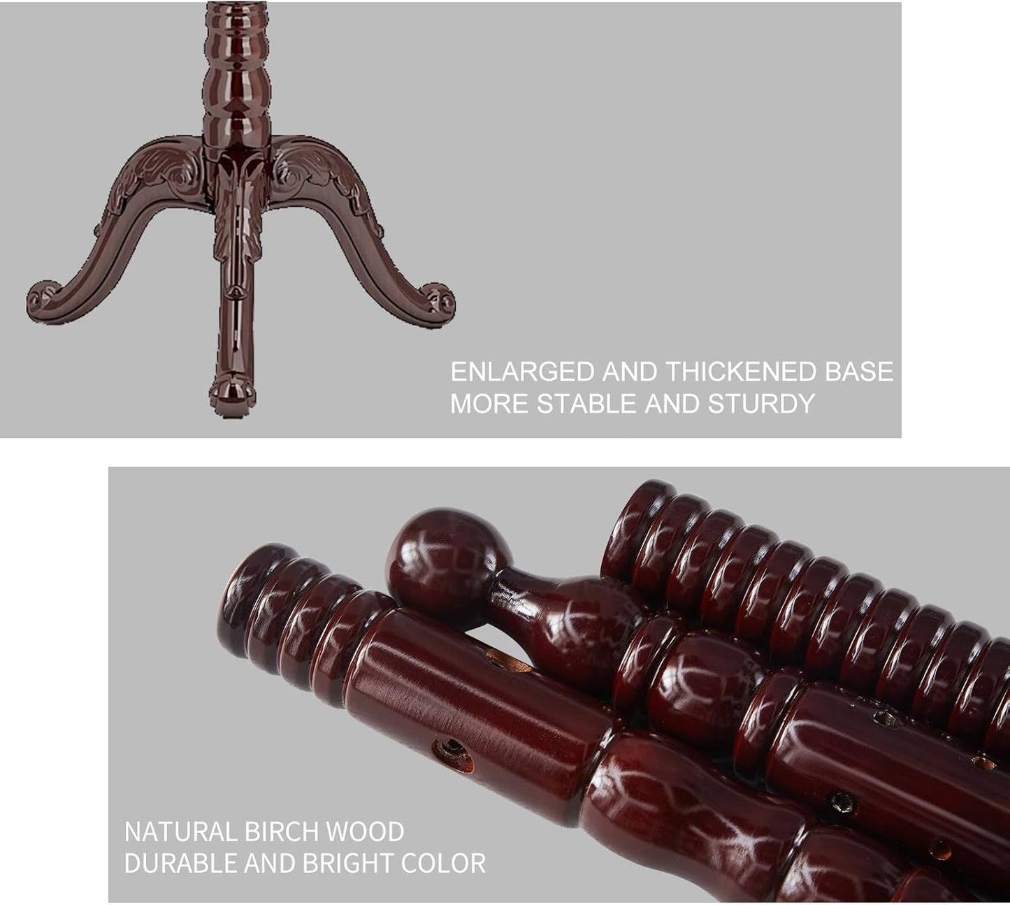 Wood Coat Rack Stand, Classic Wooden Coat Rack Freestanding with Sturdy Triangle Base, Vintage Coat Racks with 14 Hooks, Natural Birch Wood Entryway Corner Office Coat Hall Tree Hanger Stand