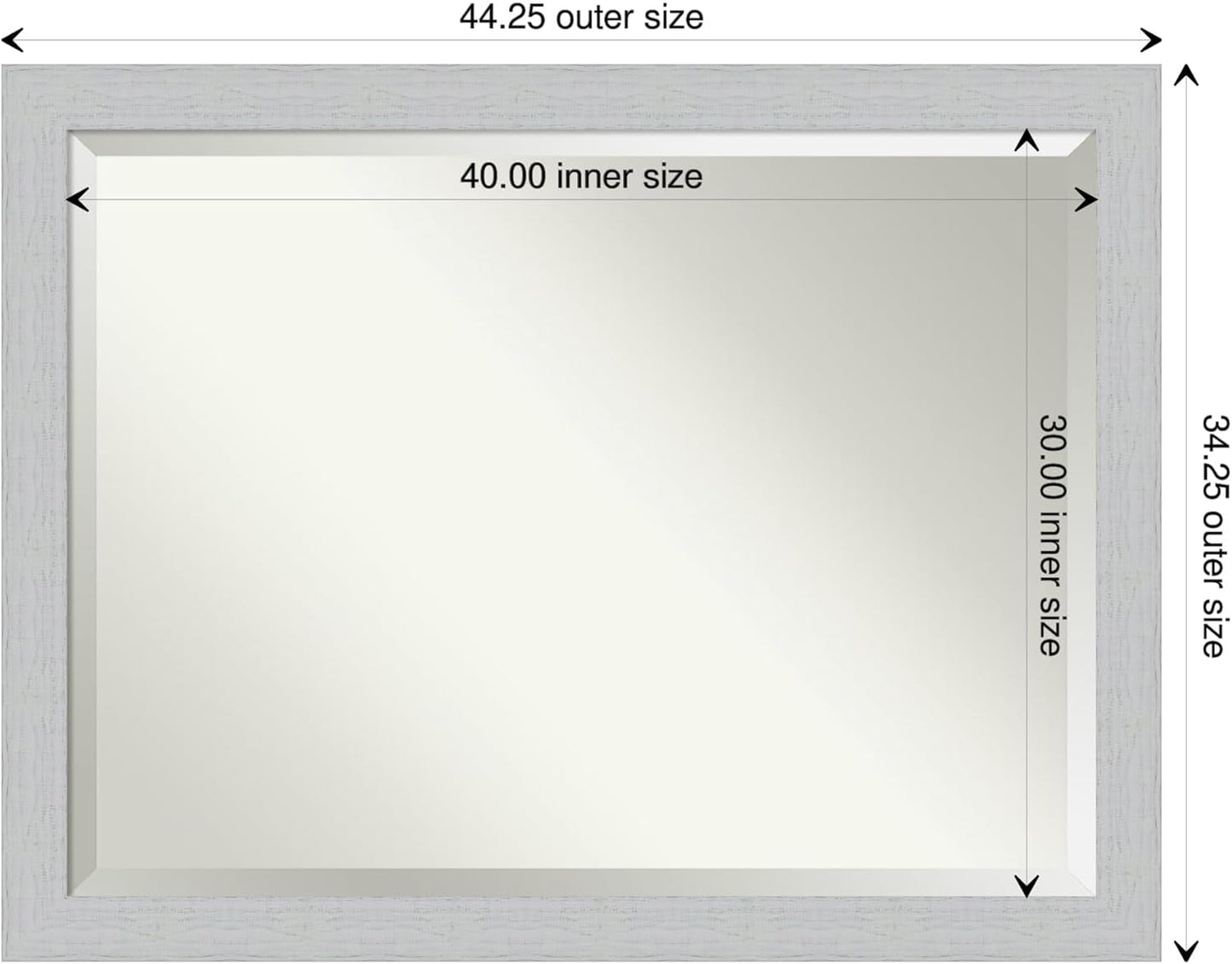 Amanti Art White Bathroom Mirror for Over Sink, 34x44 Shiplap White Rectangle Vanity Mirror, X-Large Coastal Wood Frame, Hangs Horizonally and Vertically, Bathroom Wall Decor, Beveled Edge from WI