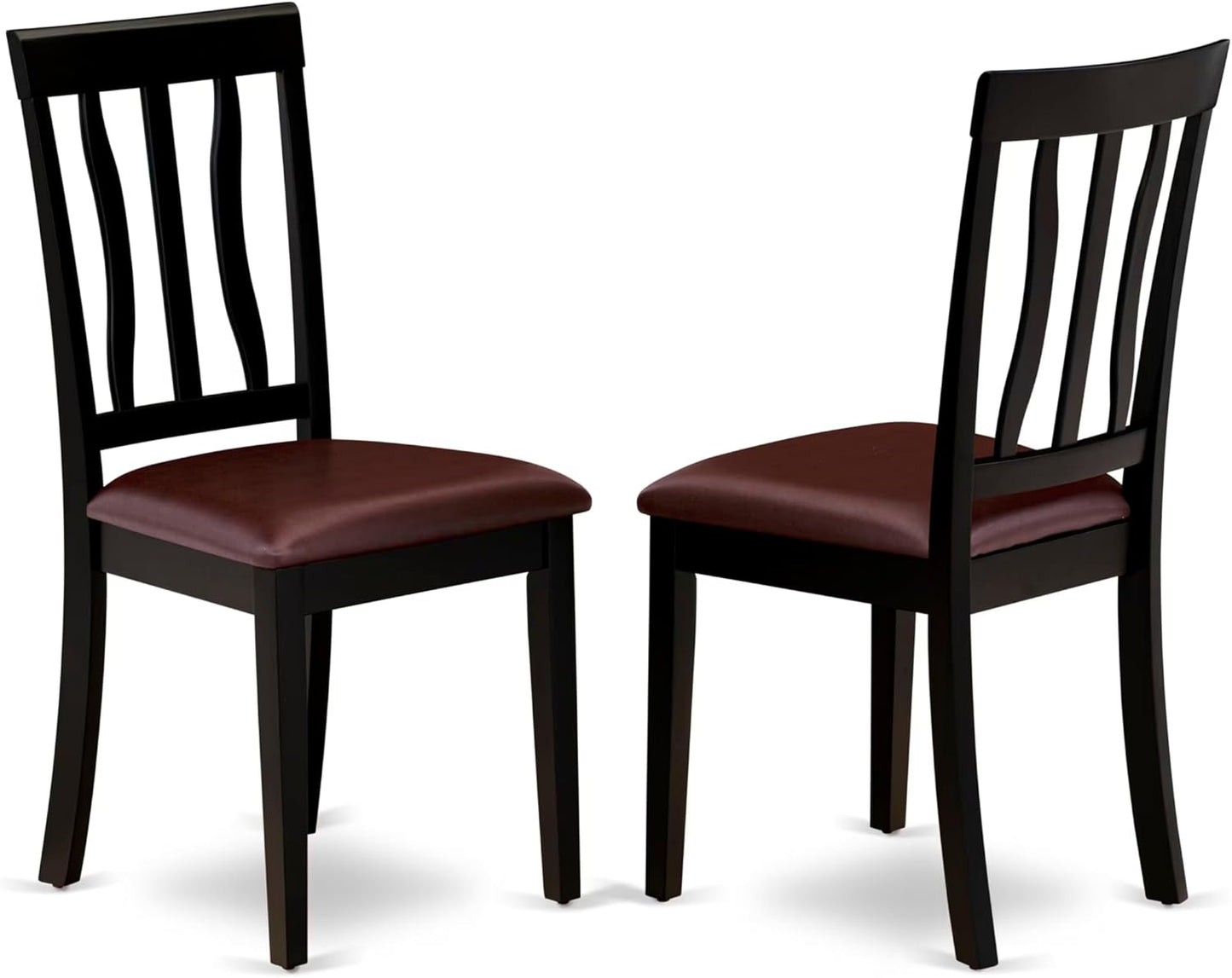 East West Furniture LGAN5-BLK-LC 5 Piece Dining Room Table Set Includes a Rectangle Wooden Table with Butterfly Leaf and 4 Faux Leather Kitchen Dining Chairs, 42x84 Inch, Black