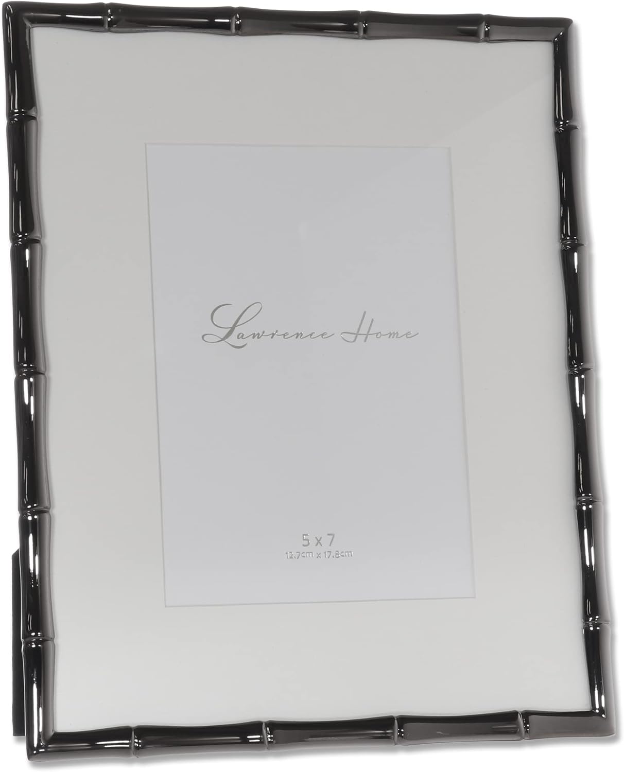 Lawrence Frames 8x10 Black Polished Metal Picture Frame with Bamboo Design, or 5x7 with Included Mat