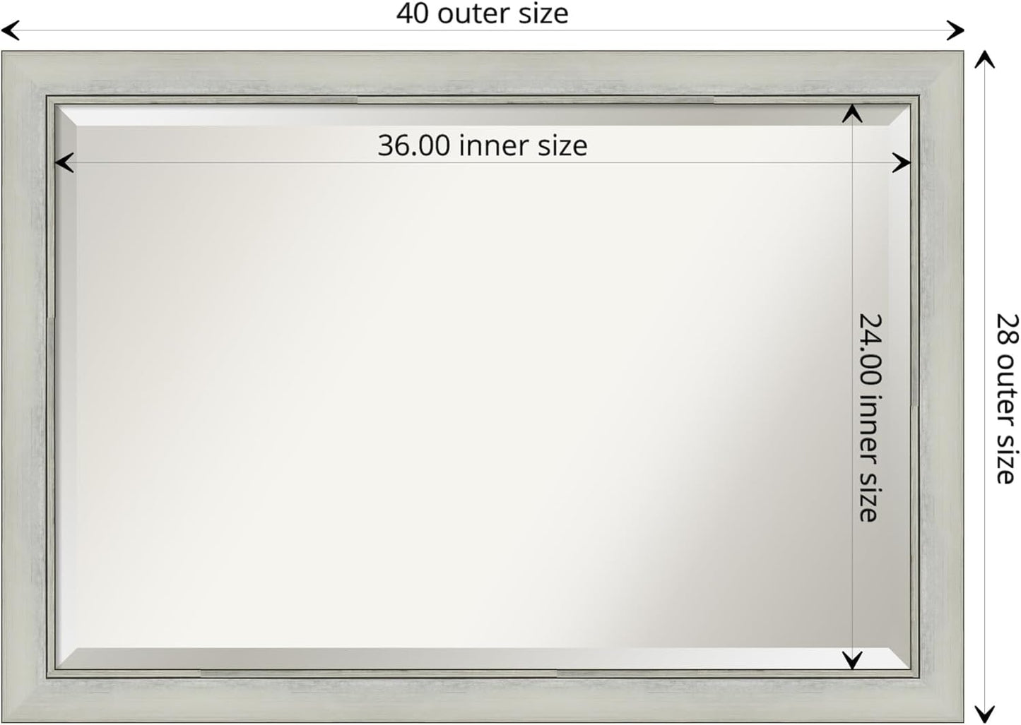 Amanti Art Silver Bathroom Mirror for Over Sink, 28x40 Flair Silver Patina Rectangle Vanity Mirror, Large Traditional Frame, Hangs Horizonally and Vertically, Bathroom Wall Decor, Beveled Edge