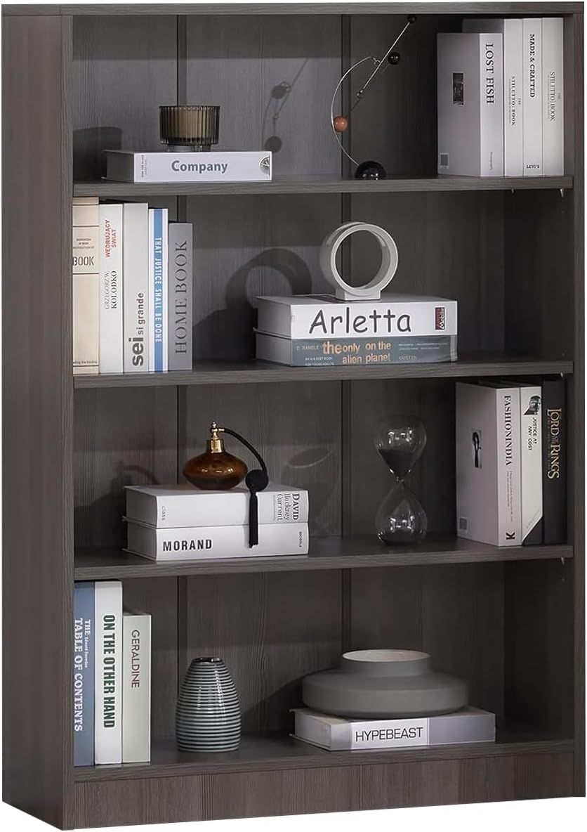 NicBex 48" Heavy Dute Wood Bookcase with Adjustable Shelves, Modern Manga Bookshelf for Living Room, Office, Small Spaces, Manga and Book Shelves Storage, Tip-Over Resistant, 33" Wide Grey