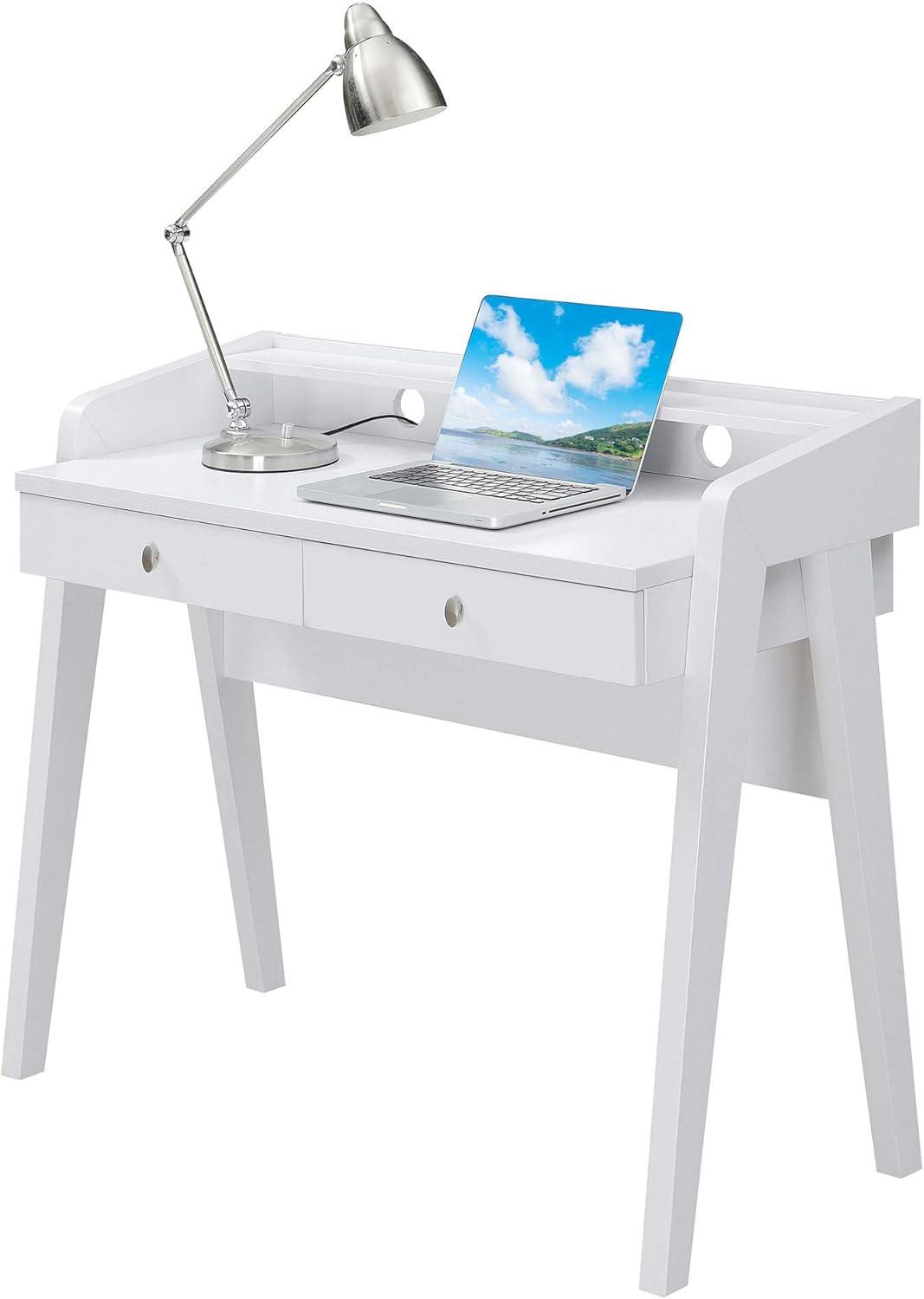 Convenience Concepts Newport Deluxe 2 Drawer Desk, White