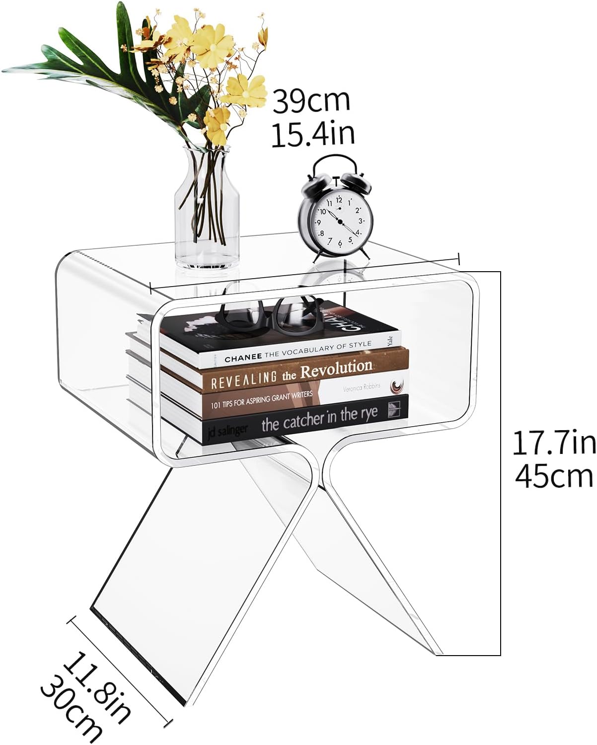 Acrylic Nightstand Side Table Modern Design Clear Home Decor Display End Table for Living Room (Clear)