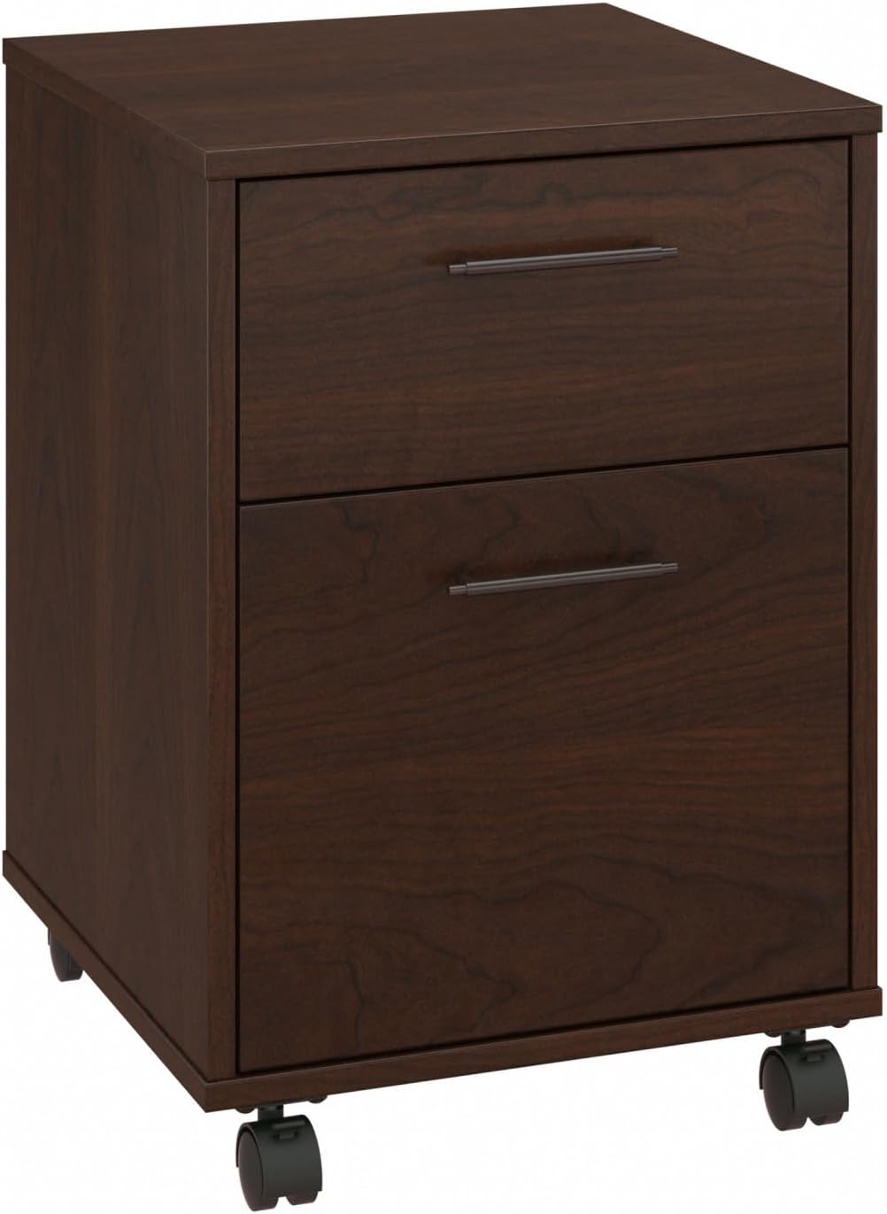 Bush Furniture Key West Rolling Cart for Home Office, 2 Drawer File Cabinet on Wheels, 15.51"W x 15.75"D x 22.28"H, Bing Cherry