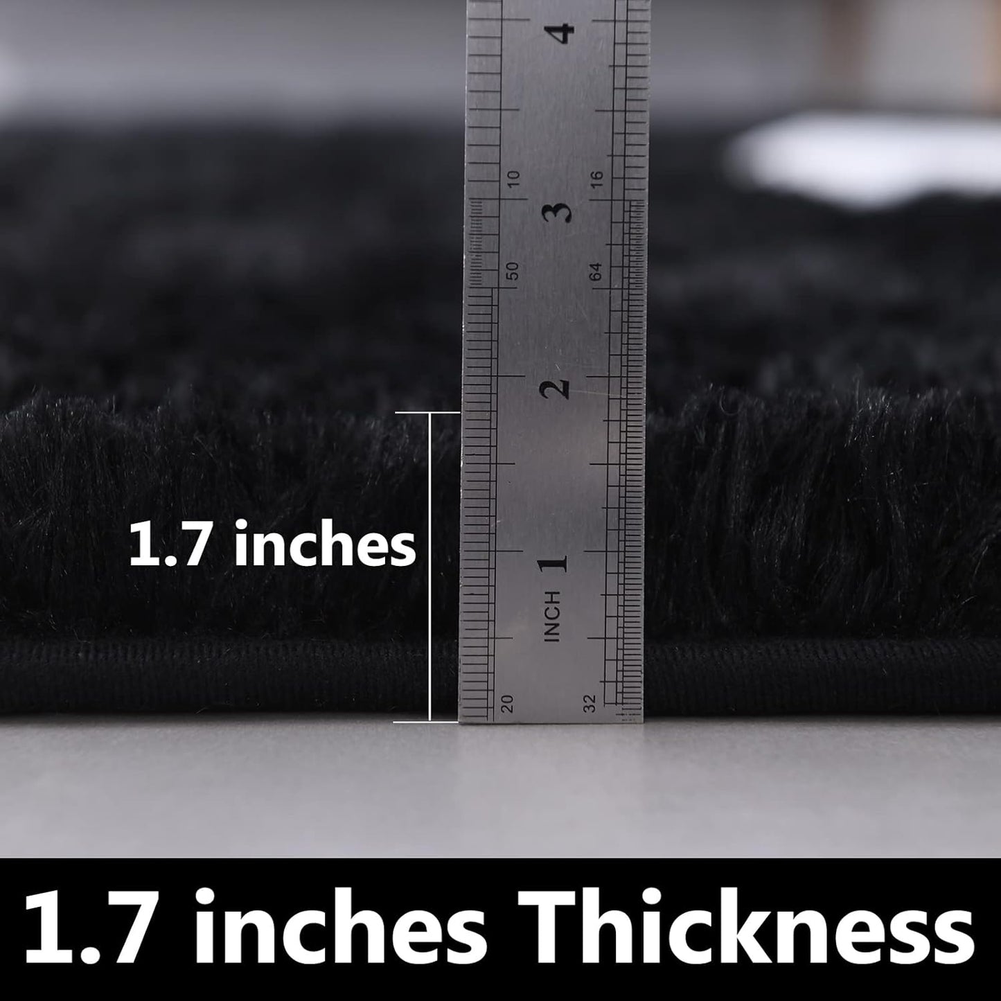 FJZFING Black Round Rug Ultra-Soft Plush Modern 6x6 Circle Area Rug for Kid's Bedroom, Fluffy Shag Circular Rug for Nursery Room, Non-Slip Home Decor Cute Black Carpet for Teen's Room