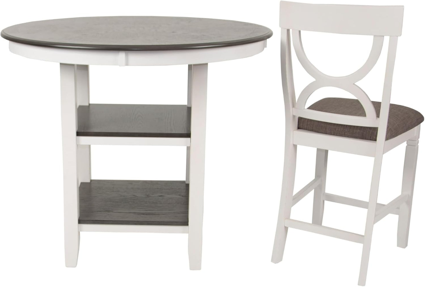 Poundex 5 Piece Counter Height Dining Set in White and Gray