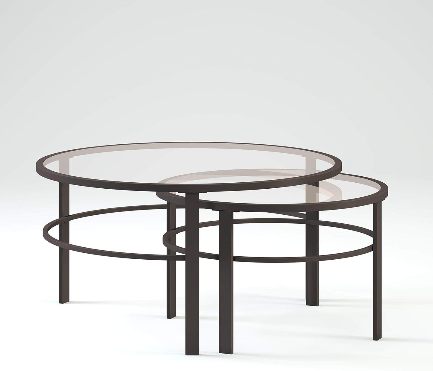 Henn&Hart Round Nested Coffee Table in Blackened Bronze, Coffee Table coffee tables for living room, studio apartment essentials, 36" Wide