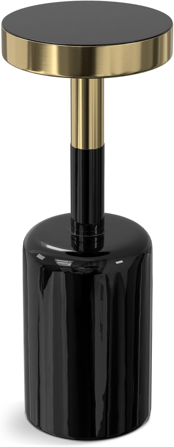 SIMPLIHOME Frannie Modern Contemporary 10 inch Wide Metal Side Table in Gold / Black for the Living Room and Bedroom