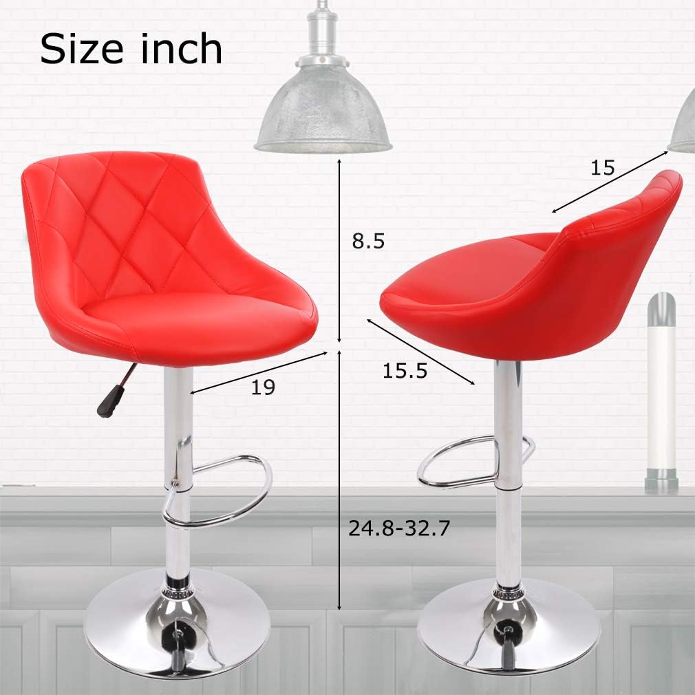 Bar Stools Barstools Swivel Stool Set of 2 Height Adjustable Bar Chairs with Back PU Leather Swivel Bar Stool Kitchen Counter Stools Dining Chairs