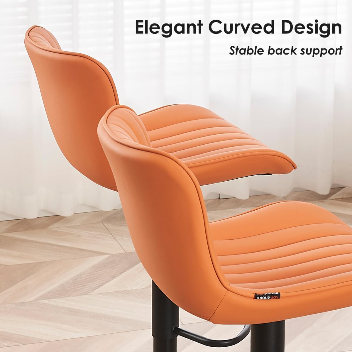 YOUNUOKE Counter Height Bar Stools Kitchen Island Barstools Set of 2 Adjustable Swivel Counter Stool Bar Height Island Chairs with Back, Camel