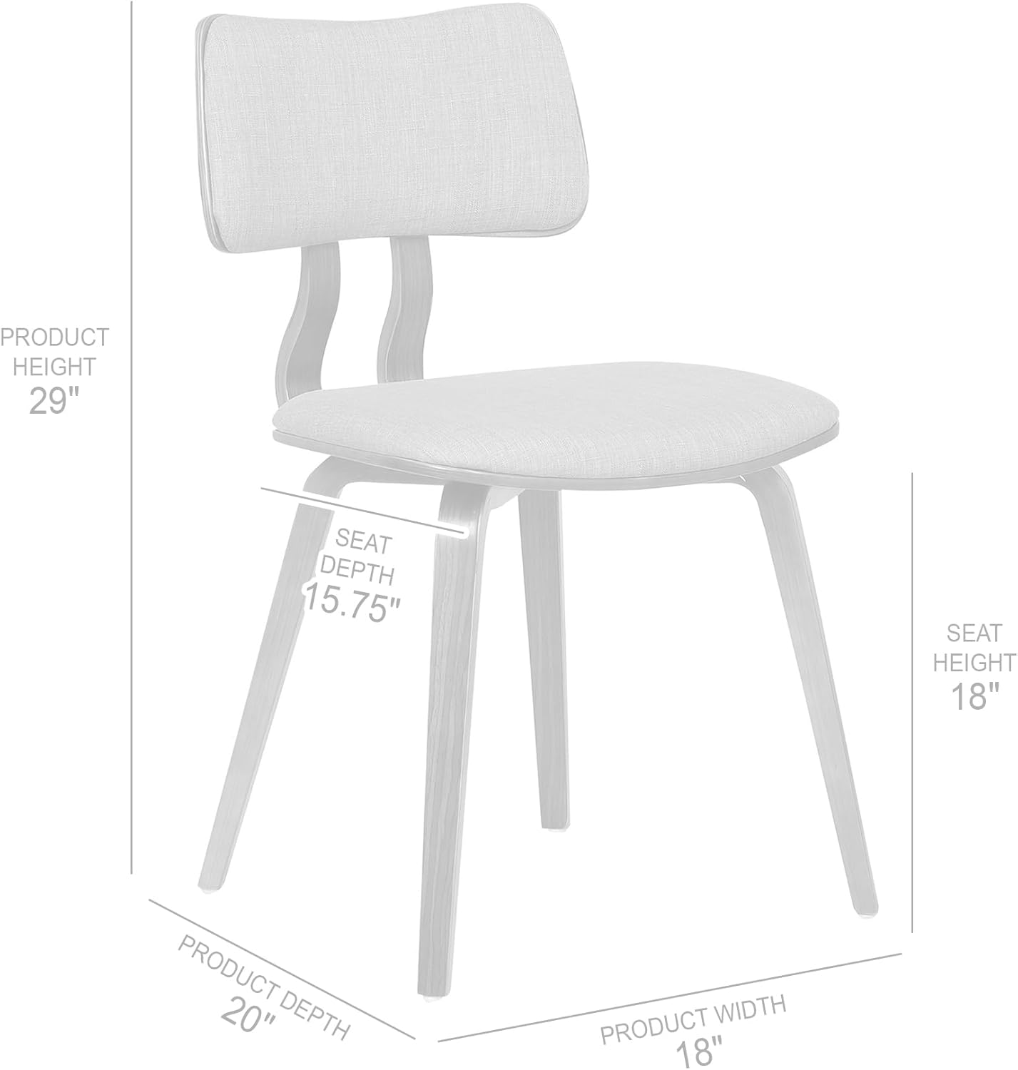 Armen Living Jaguar Mid-Century Dining Chair in Walnut Wood and Green Fabric