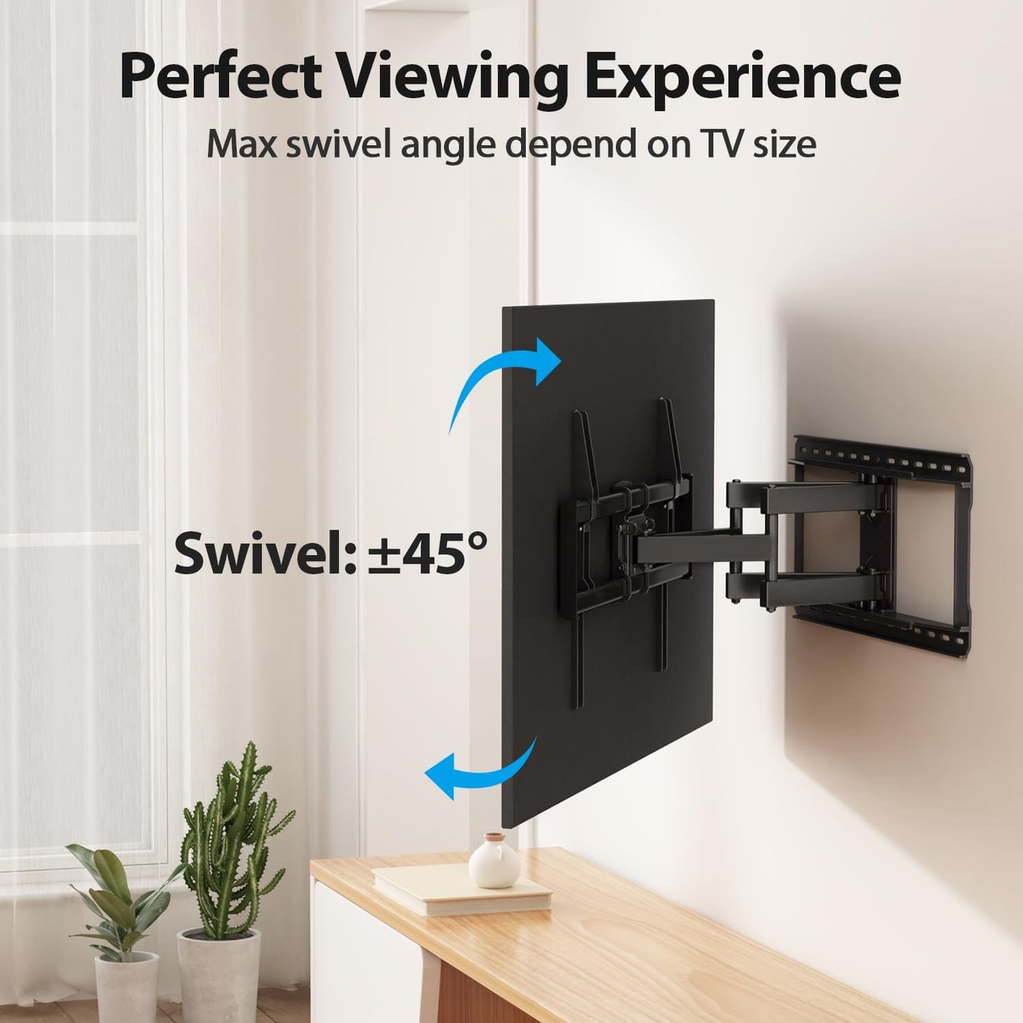 37-90 inch Full Motion TV Wall Mount, Fits 24" Wood Studs, Wall Mount tv Bracket with Smooth Swivel, Tilt, Extension, TV Mounts Hold up to 150lbs, Max VESA 600x400 mm, Fit Most 75 85 86 TVS