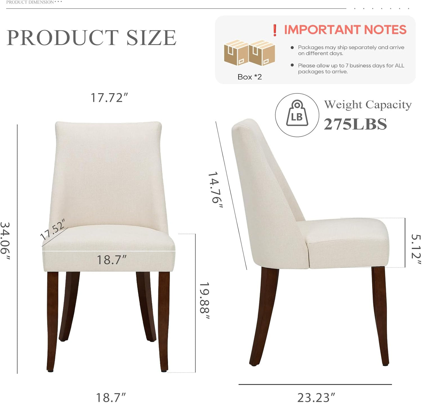 COLAMY Upholstered Dining Chairs Set of 4, Mid Century Modern Kitchen Chairs with Back, Farmhouse Fabric Side Dining Room Chairs with Wood Legs for Dining Room Restaurant, Beige