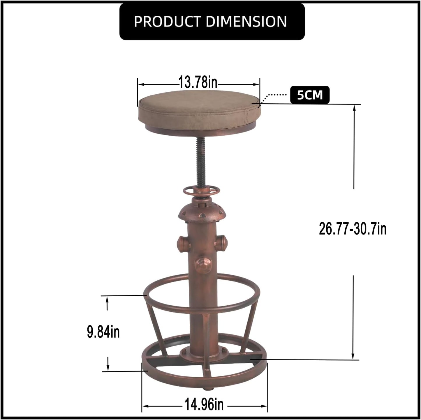 Vintage Swivel Bar Stools-Industrial Counter Height Chairs-Kitchen Dining Office-Soft Pu Top Adjustable 25-31inch