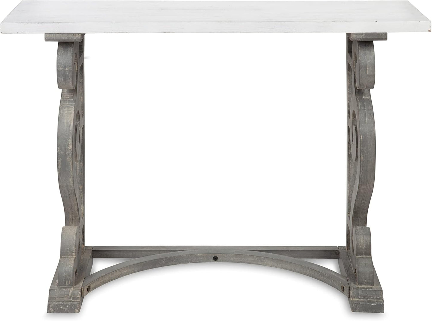 Kate and Laurel Wyldwood Solid Wood Farmhouse Console Table, Distressed White and Rustic Gray