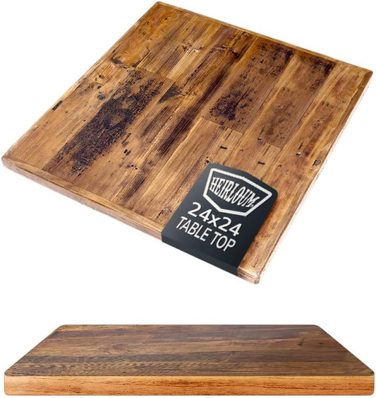 Reclaimed Wood Table Top - Rustic Recycled Wooden Piece Perfect for Signs, Counters, Kitchens, Dining and Coffee Table Tops (Straight Plank Table Top, 24" x 24")