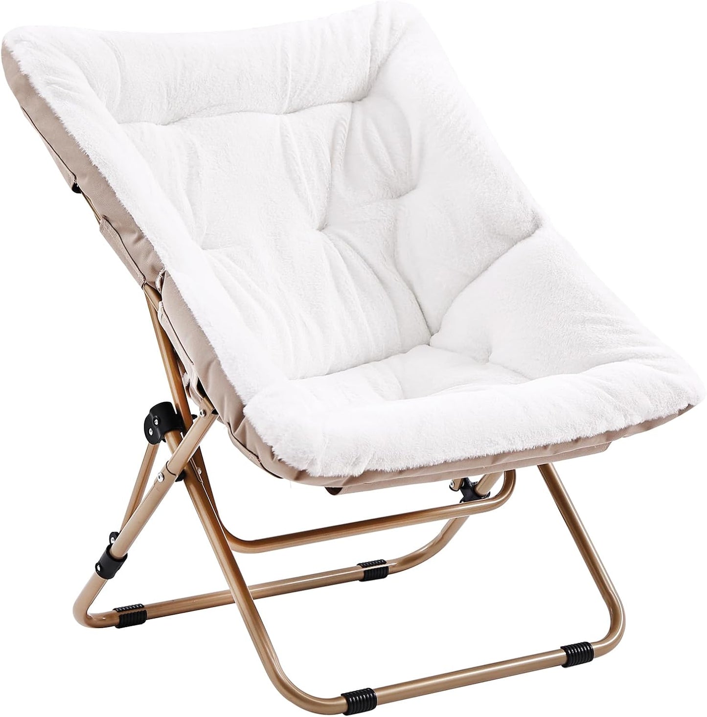 Comfy Folded Chair, Soft Faux Fur Oversized Folding Chair, Flexible Lounge Lazy for Kids Girls Teens Adults, Moon Chair for Dorm Rooms, Bedroom, Living Room