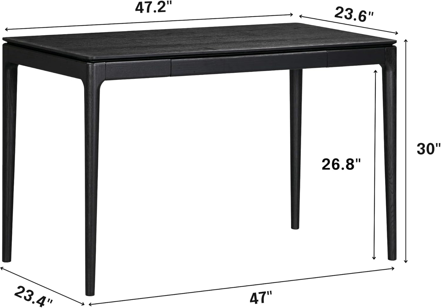 NTC Mingle Modern Wooden Rectangle Desk Table with Hidden Drawer – Waterproof & Heat Resistant, Burnt Black