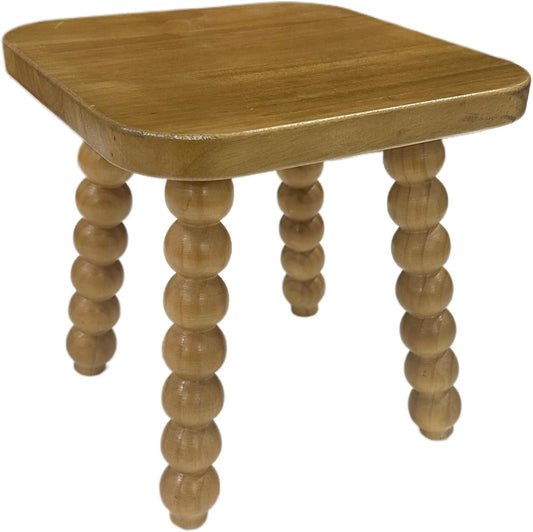 Solid Wooden Footstool 9.3 Inch - Short Stool for Kids & Adults, Sensory Table Helper - Sturdy Foot Stool for Bathroom, Kitchen, Bedroom, Natural Plant Stand, Toddler Helper (Nature)