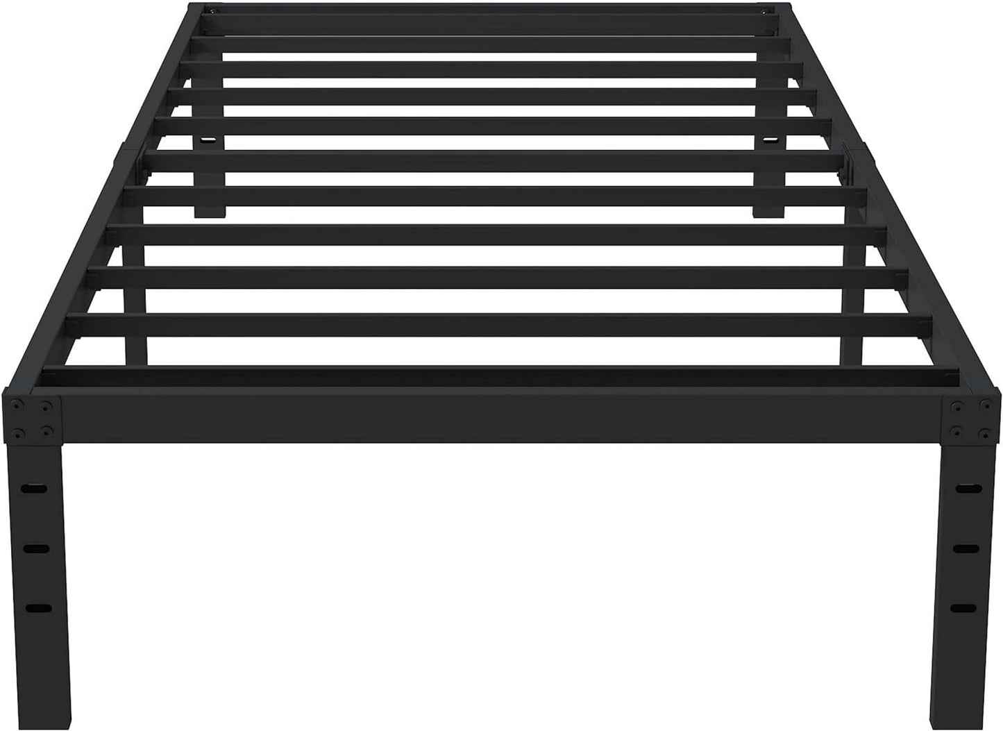 Twin Bed Frame No Box Spring Needed, 14 Inch Heavy Duty Metal Platform Bed Frame Twin Size with Storage, 2500lbs Steel Slats Support, Easy Assembly, Black