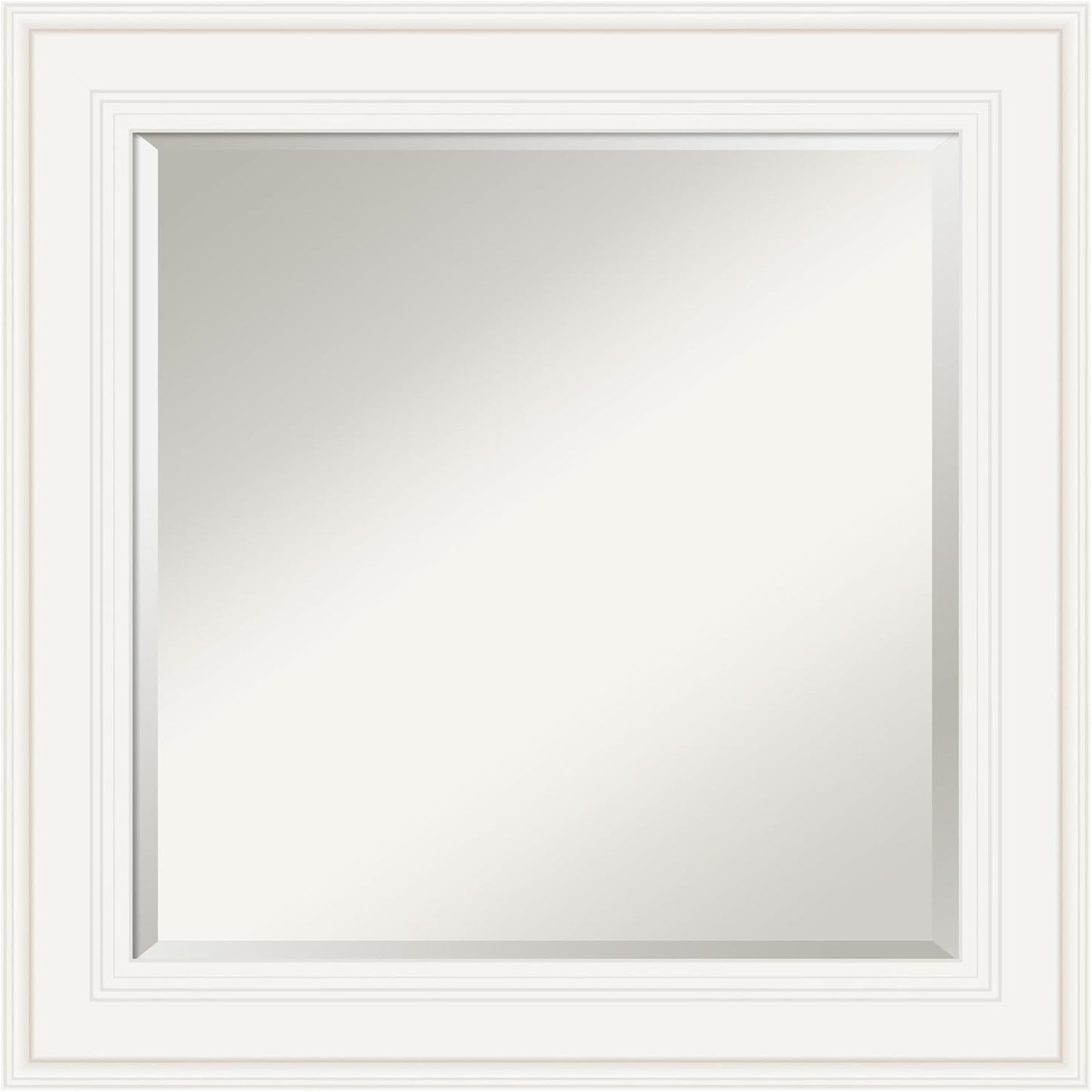 Amanti Art White Bathroom Mirror for Over Sink, 26x26 Ridge White Square Vanity Mirror, Medium Traditional Frame, Hangs Horizonally and Vertically, Bathroom Wall Decor, Beveled Edge from WI, USA