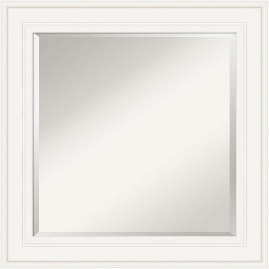 Amanti Art White Bathroom Mirror for Over Sink, 26x26 Ridge White Square Vanity Mirror, Medium Traditional Frame, Hangs Horizonally and Vertically, Bathroom Wall Decor, Beveled Edge from WI, USA