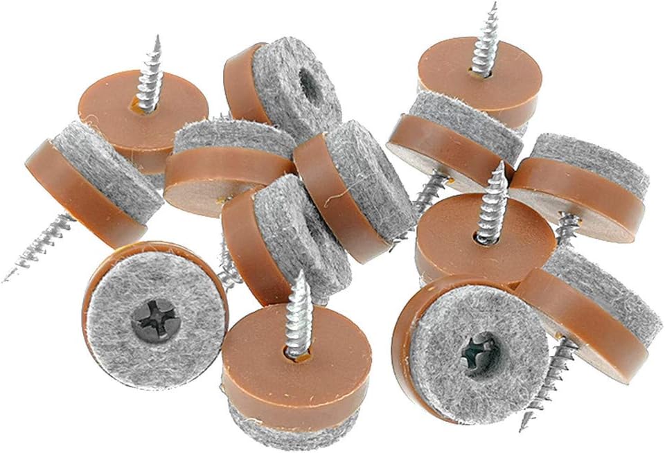 ALIMITOPIA 40pcs Screw-on Furniture Felt Pad Chair Glide Slider Hardwood Floor Protector for Wooden Leg Feet of Chair Table Furniture(Φ20mm or 0.8";Brown)