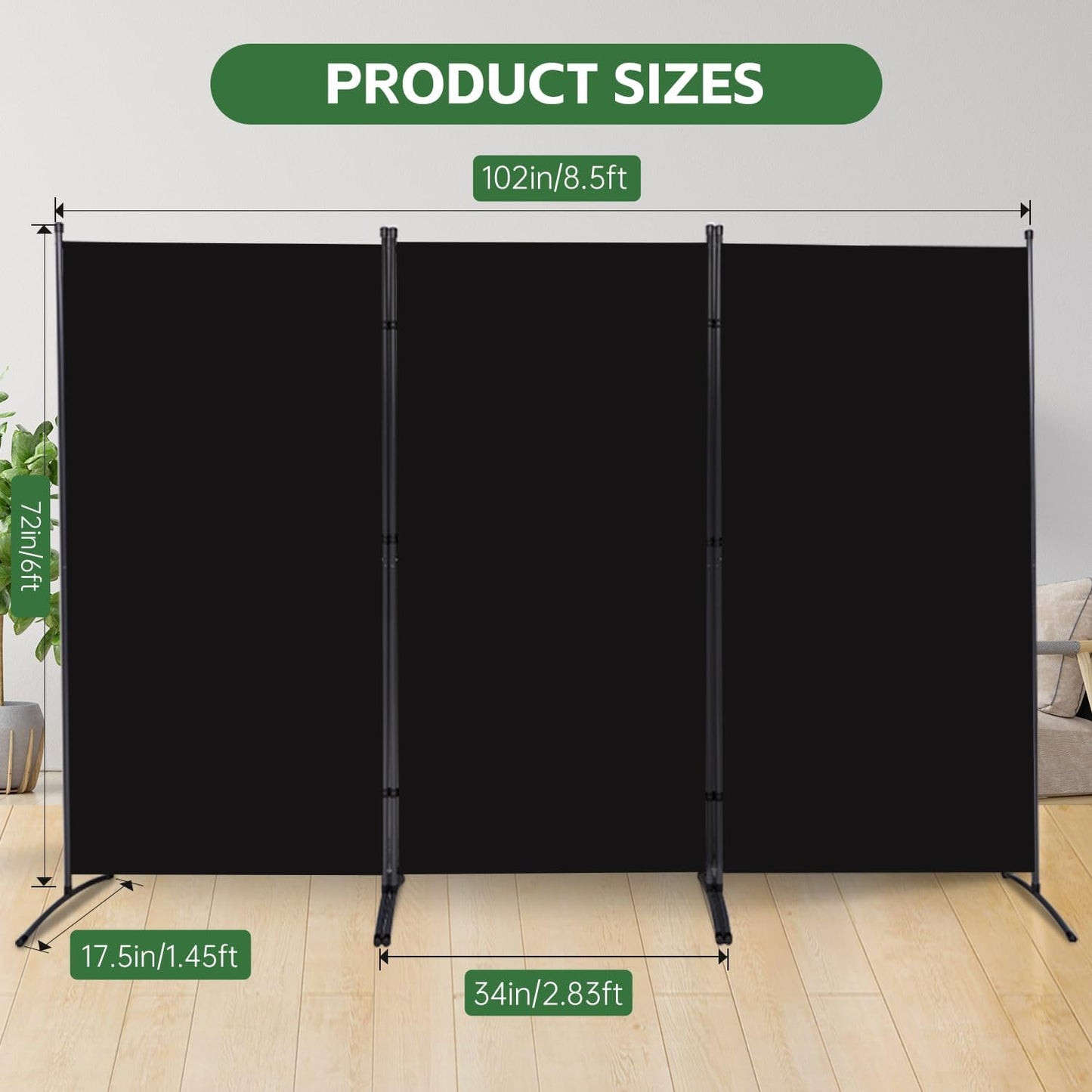 Room Divider Folding Privacy Screens, Portable Room Divider Panel 3 Panel Partition Room Dividers Screen Freestanding Room Partitions and Dividers Fabric Dividers for Room Separation