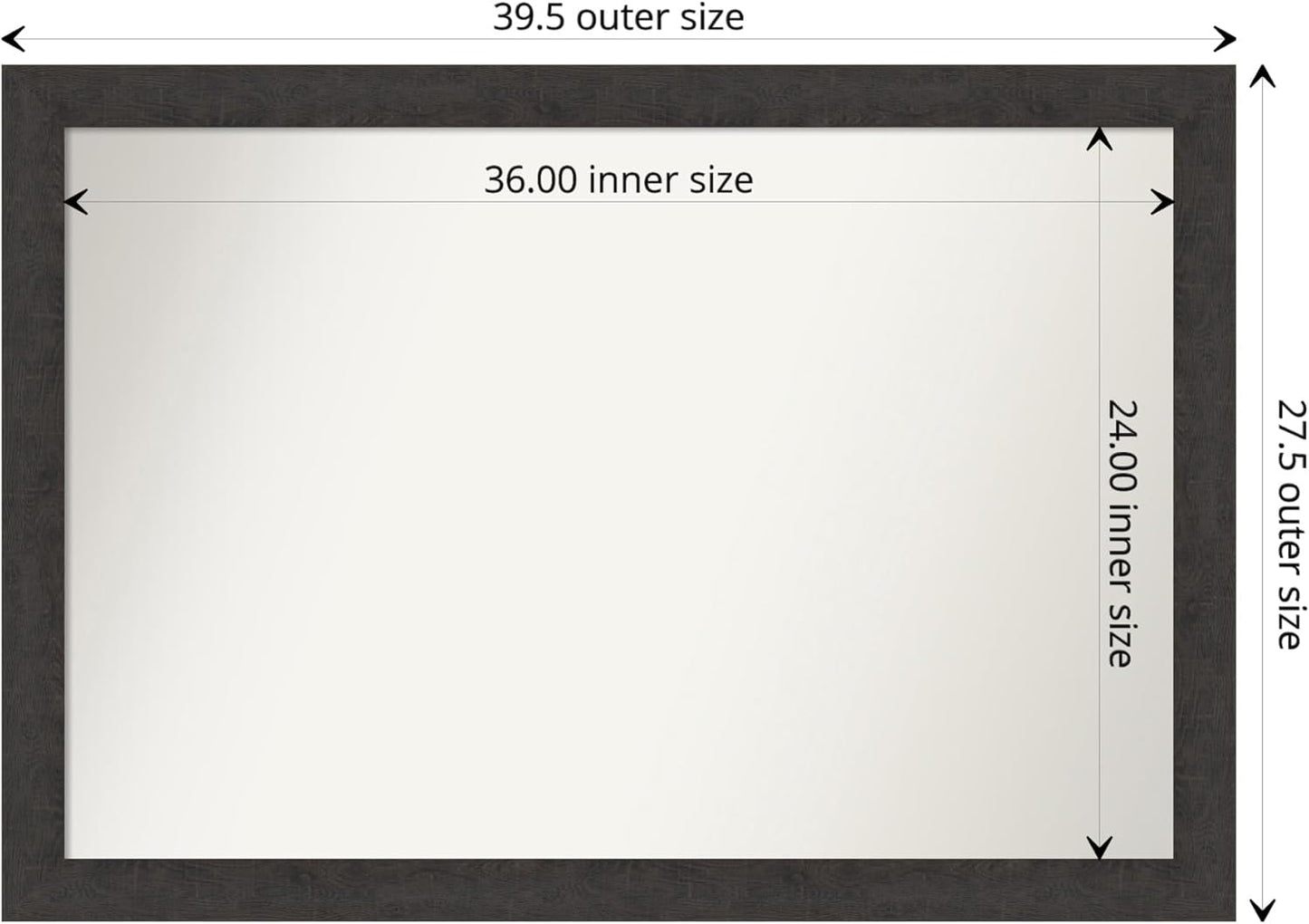 Amanti Art Brown Bathroom Mirror for Over Sink, 28x40 Rustic Plank Espresso Narrow Rectangle Vanity Mirror, Large Country Rustic Frame, Hangs Horizonally and Vertically, Bathroom Wall Decor,