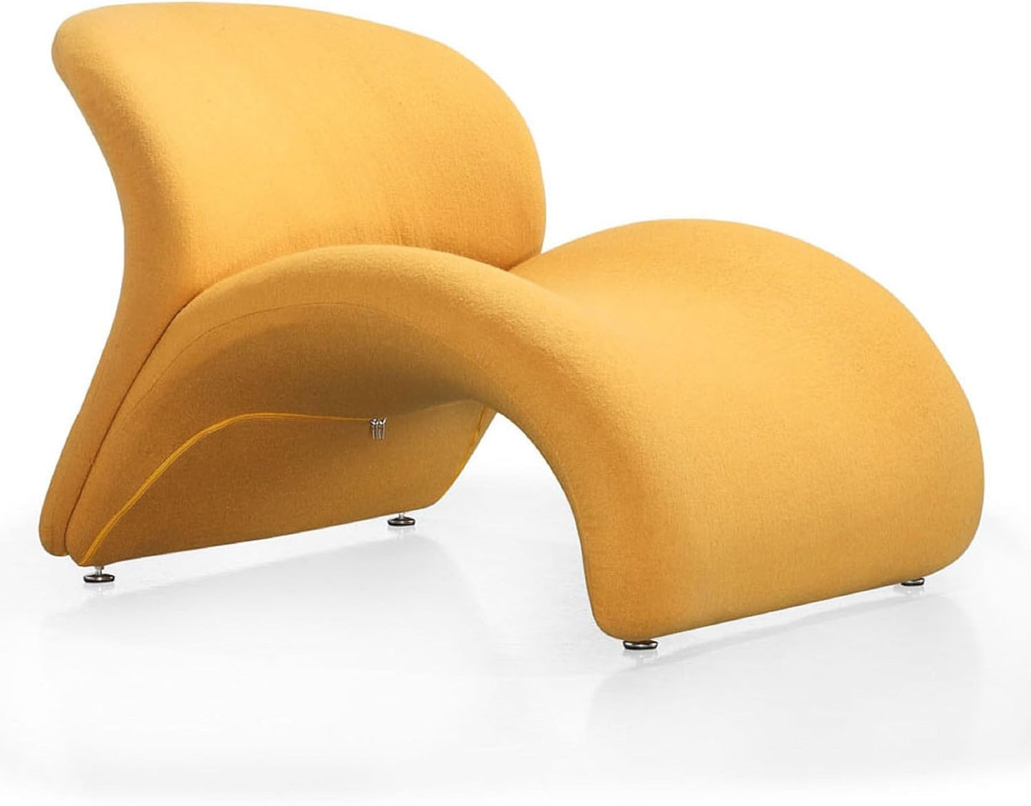 Manhattan Comfort Rosebud Modern Accent Chair Upholstered in Wool Blend, Ideal for Pop Living Room Usage, Abstract Lounge Seat with Metal Legs, Fully Assembled, Set of 2, Yellow